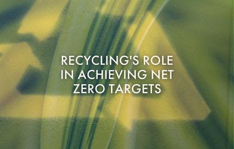 Green graphic with text - 'Recycling's role in achieving net zero targets.