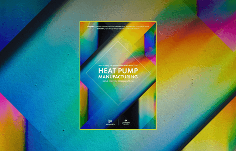 Cover of a report titled 'Measuring the Environmental Impact of Heat Pump Manufacturing Using Life Cycle Assessment (LCA).